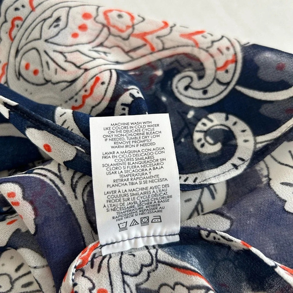 CAbi Women’s Blue‎ Floral Paisley Peplum Sheer Blouse Small #5349 - Picture 9 of 12